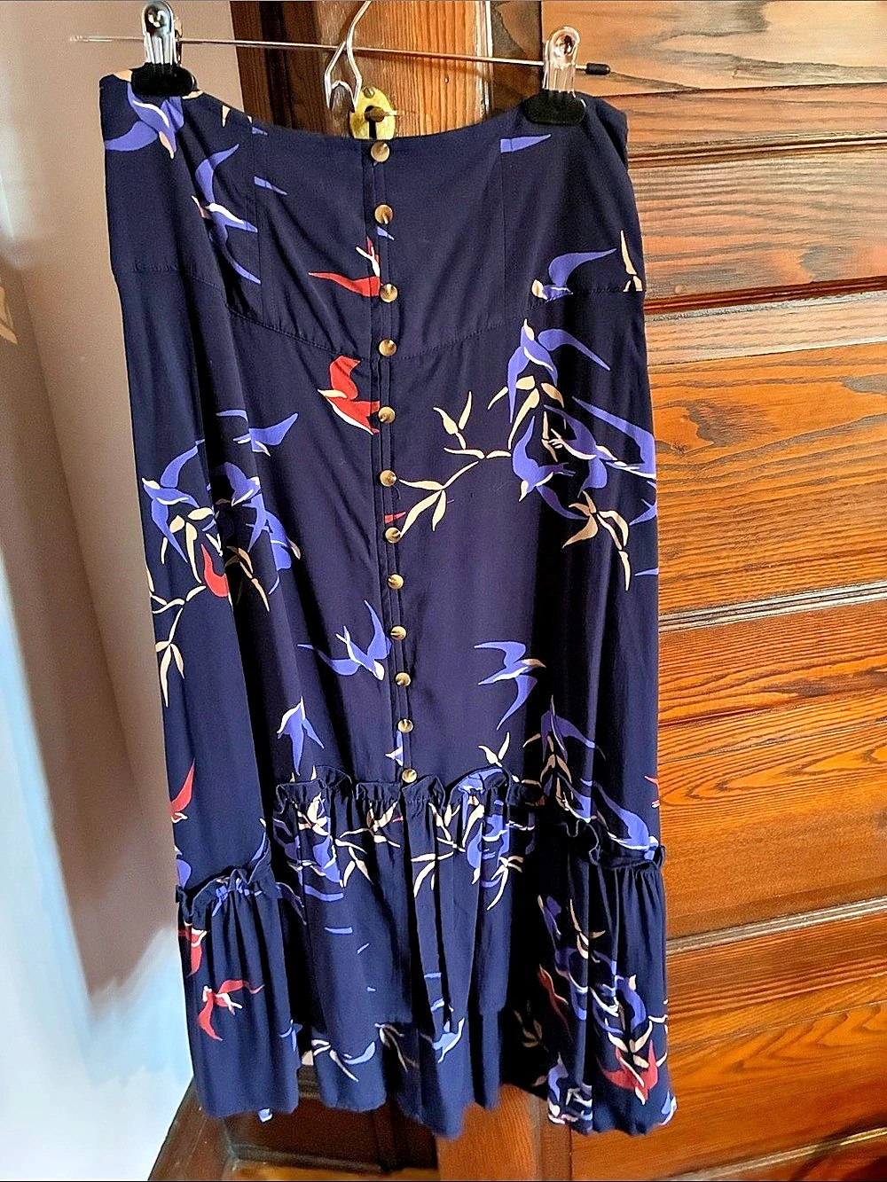 Maeve Floral Button-Front Maxi Dress in Blue & Purple Size XS